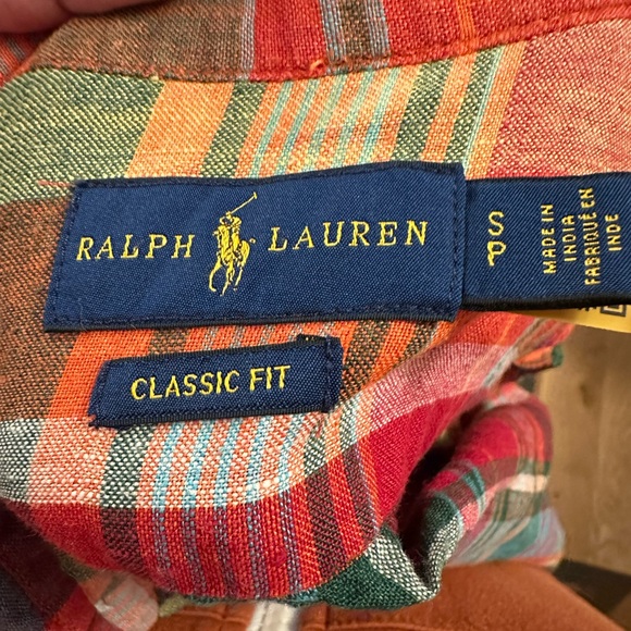 Ralph Lauren Vibrant Plaid Button-Down Shirt 100% Linen size S - Picture 4 of 7